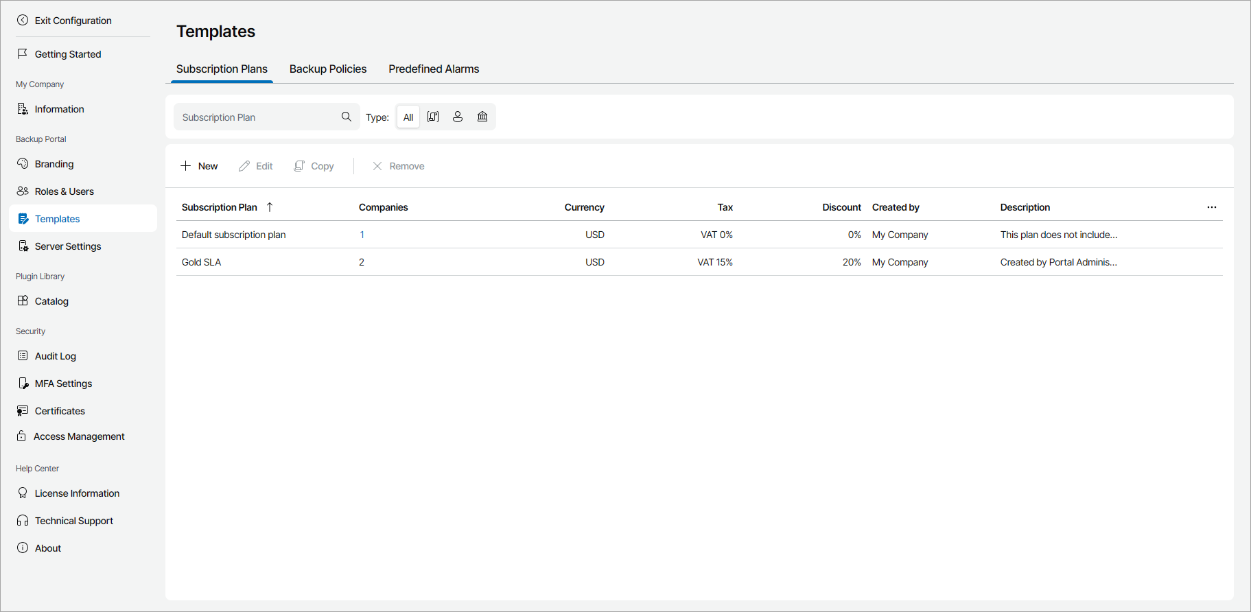 View Subscription Plan Details