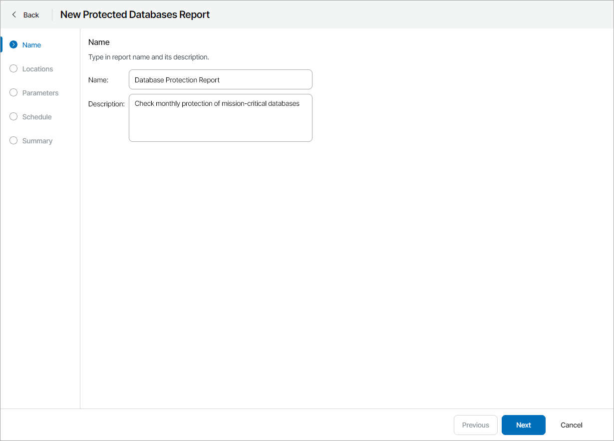 Specify Report Name and Description