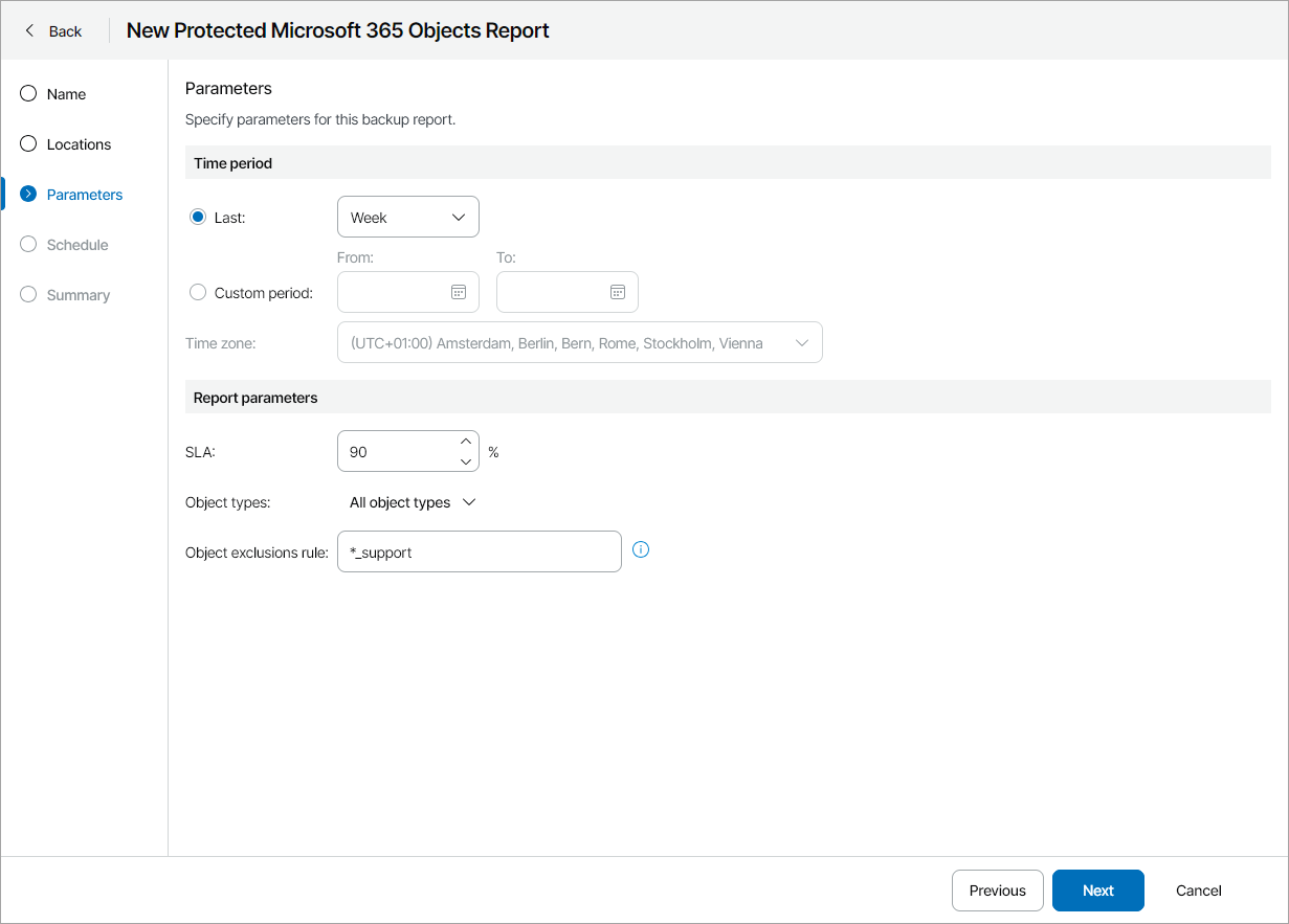 Specify Report Parameters