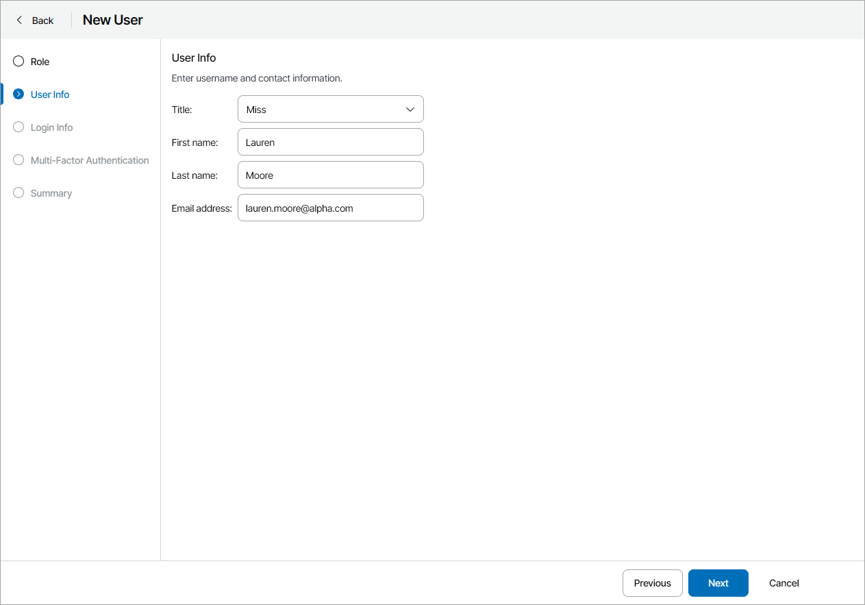 Specify User Info