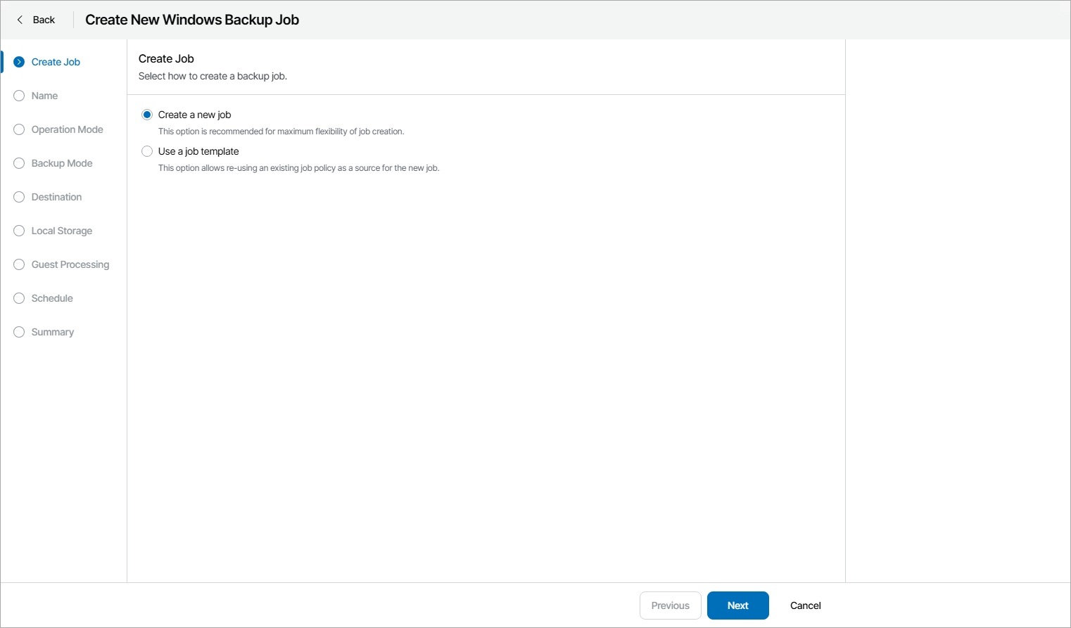 Create New Backup Job