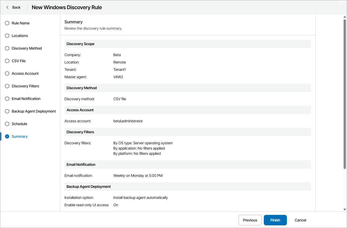 Review Discovery Settings