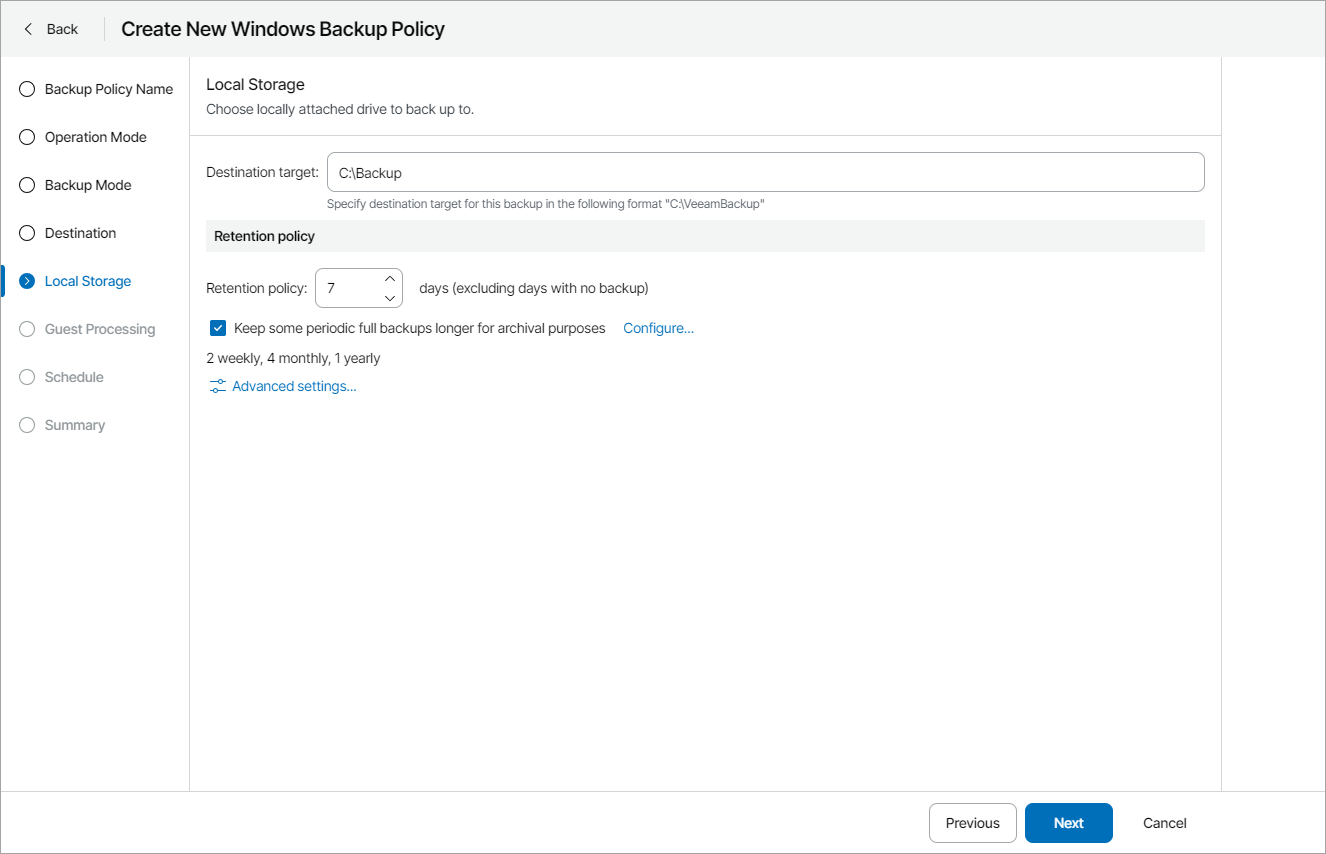 Choose Backup Destination