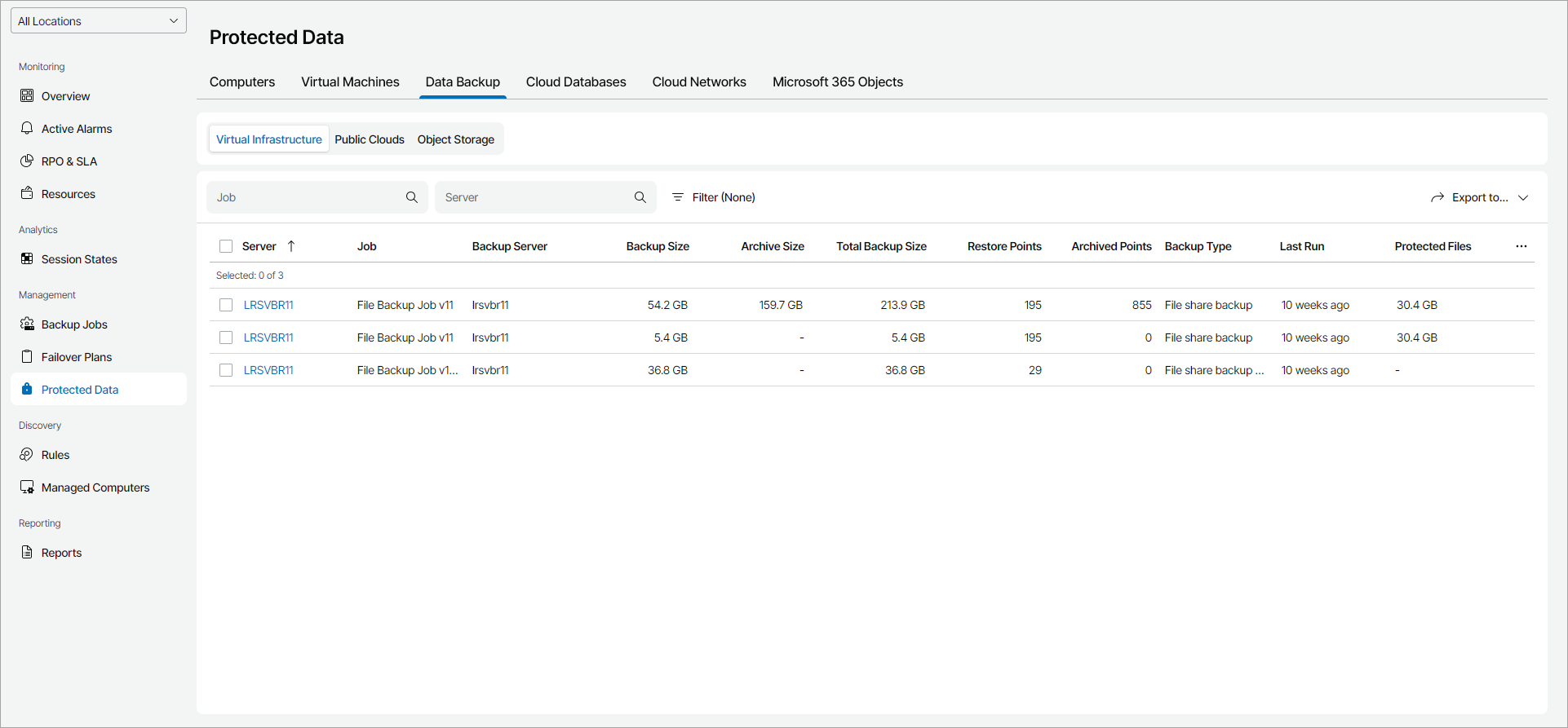 Export Protected File Share Details