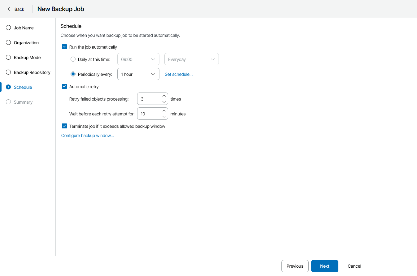 Configure Backup Schedule