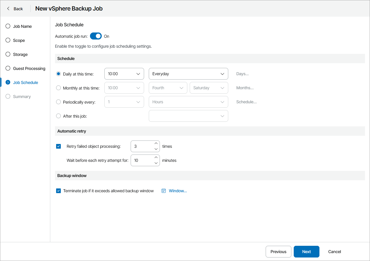 Configure Backup Schedule