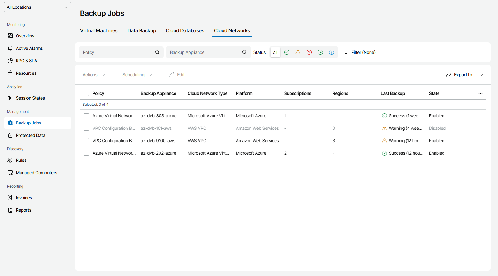 View Cloud Network Job Details