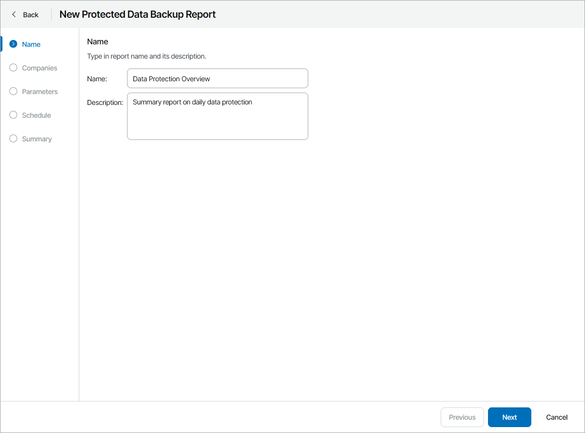 Specify Report Name and Description