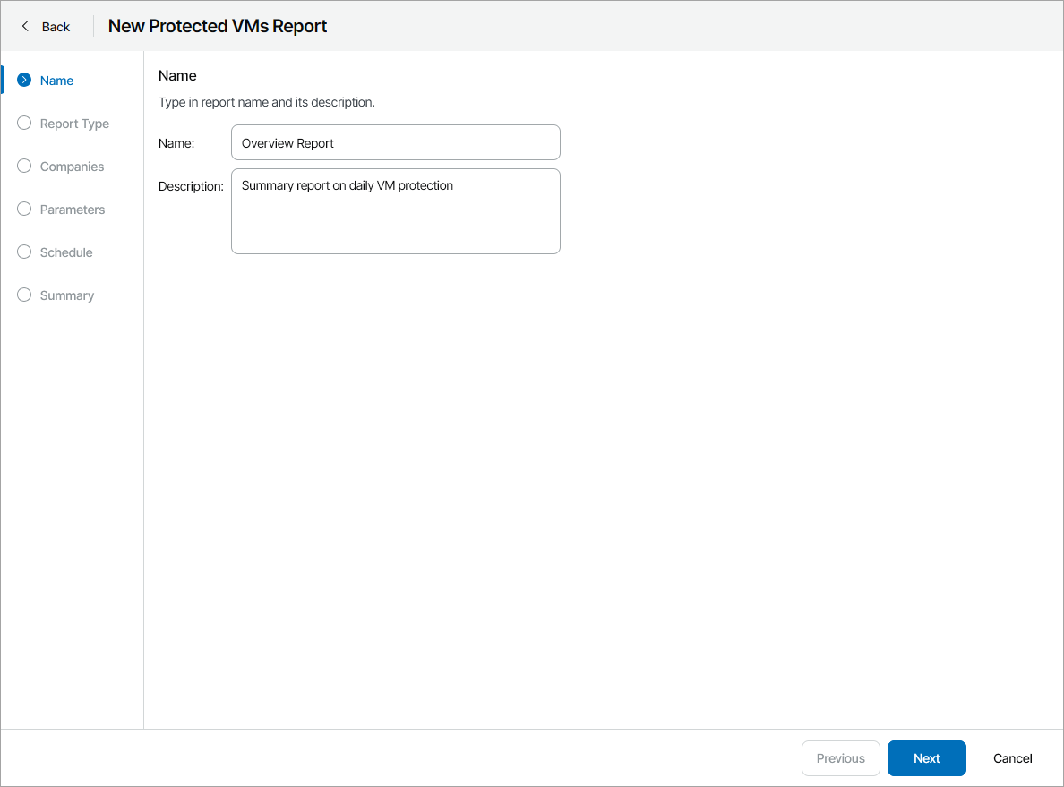 Specify Report Name and Description