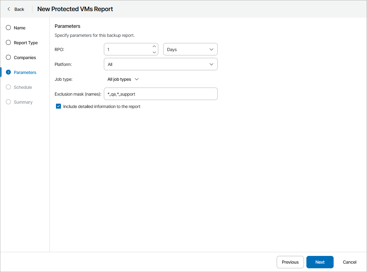 Specify Report Parameters