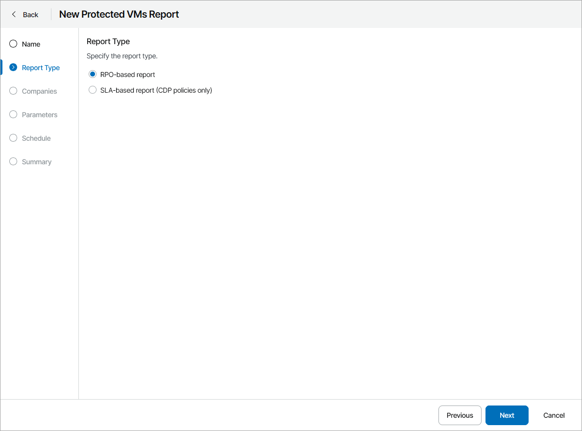 Specify Report Type