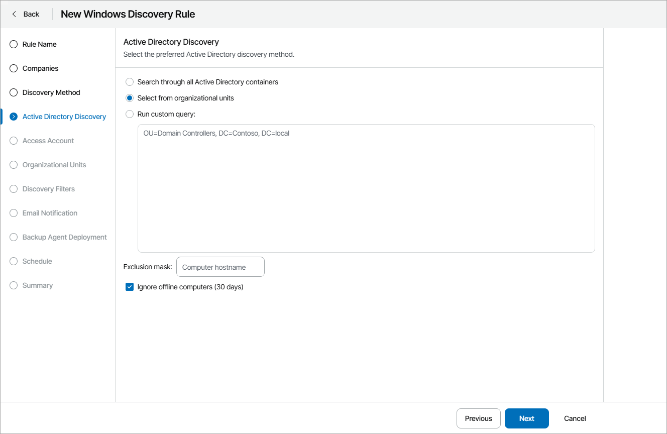 Choose Active Directory Discovery Method