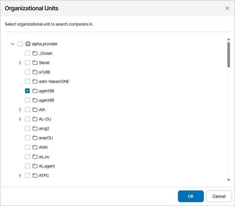 Choose Organizational Units