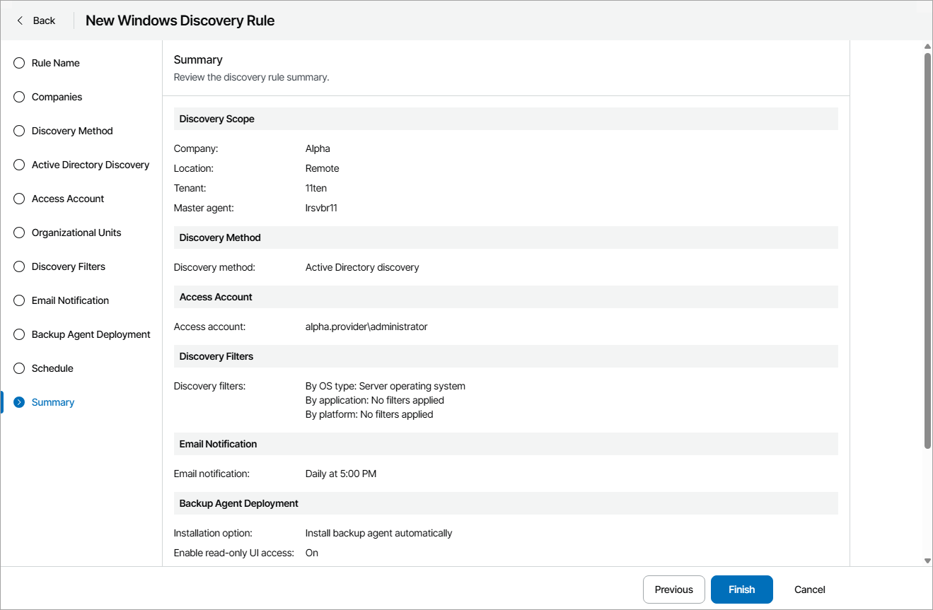 Review Discovery Settings
