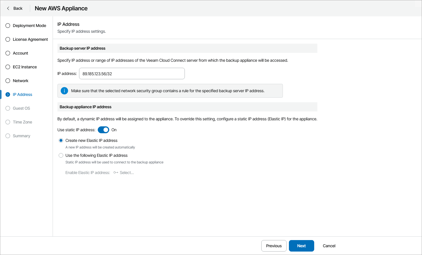 Specify IP Address