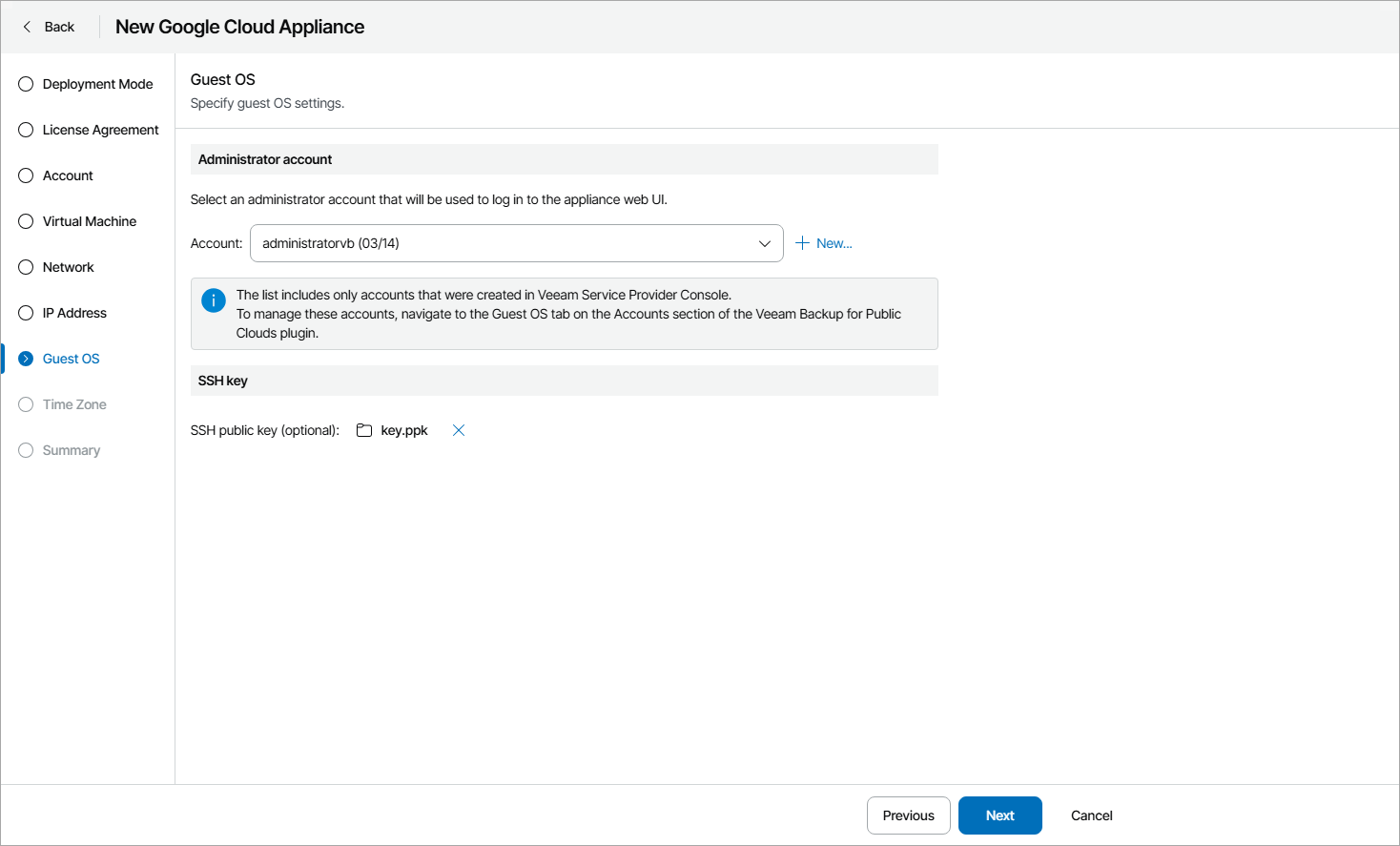 Specify Guest OS Credentials