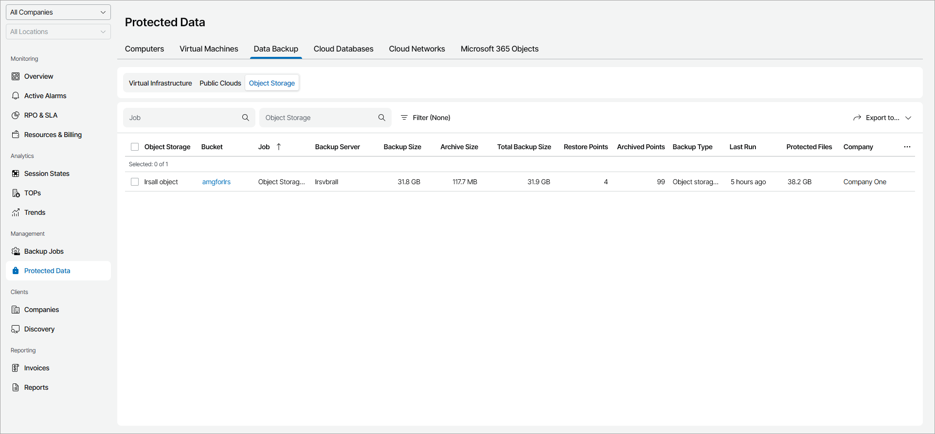 Export Protected File Share Details