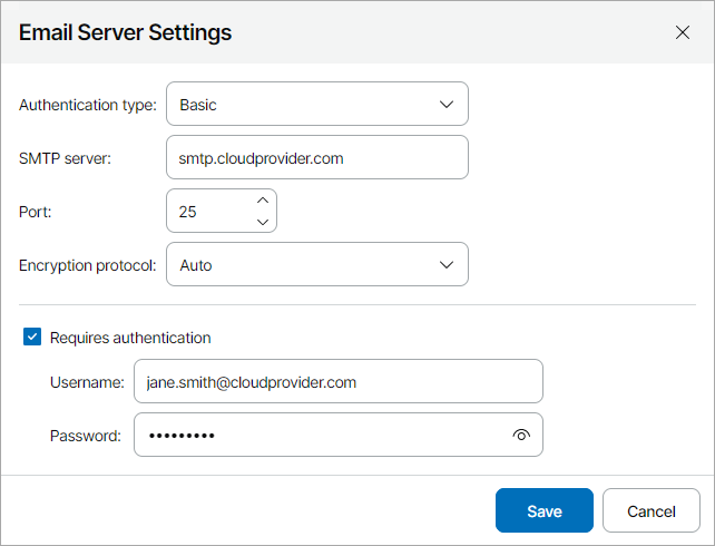 Specify SMTP Server Settings