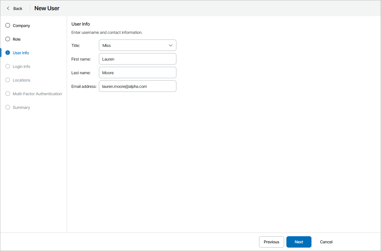 Specify User Info
