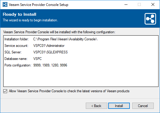 Review Installation Settings
