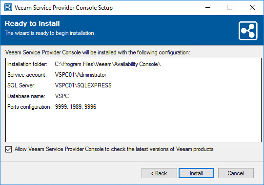 Review Installation Settings