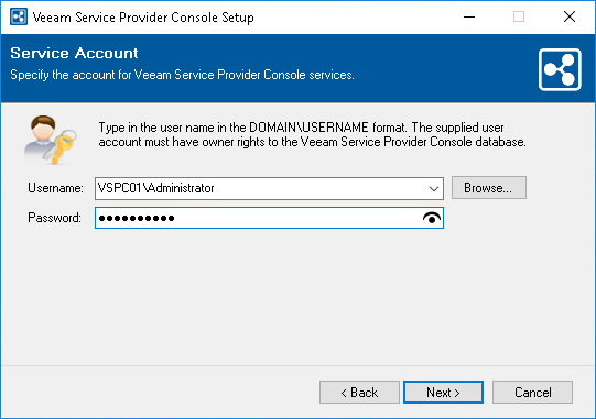 Specify Service Account