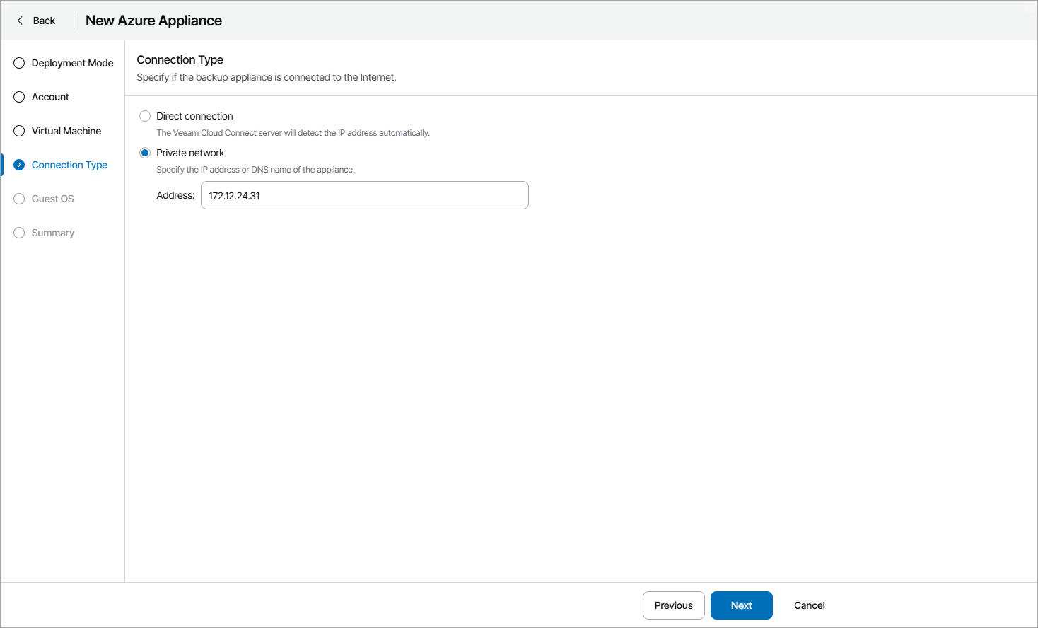 Specify Connection Type