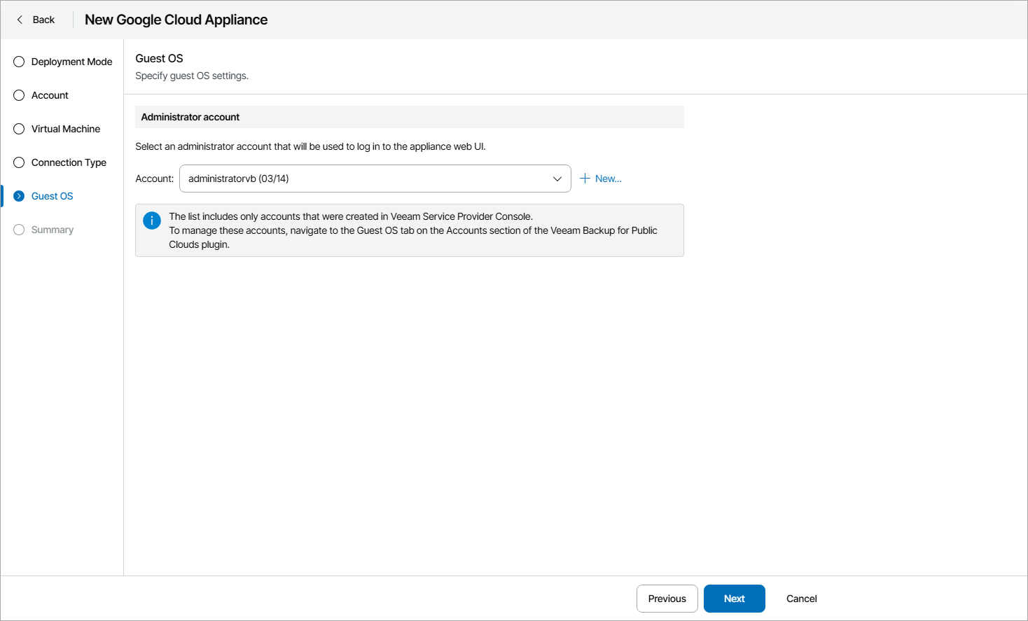 Specify Guest OS Credentials