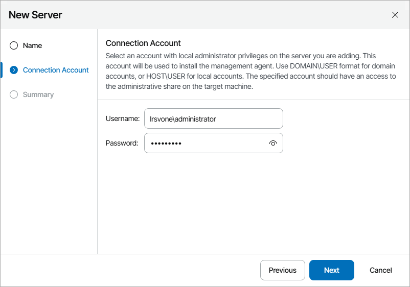 Specify Connection Account Credentials