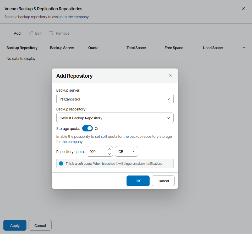 Allocate Hosted Backup Resources