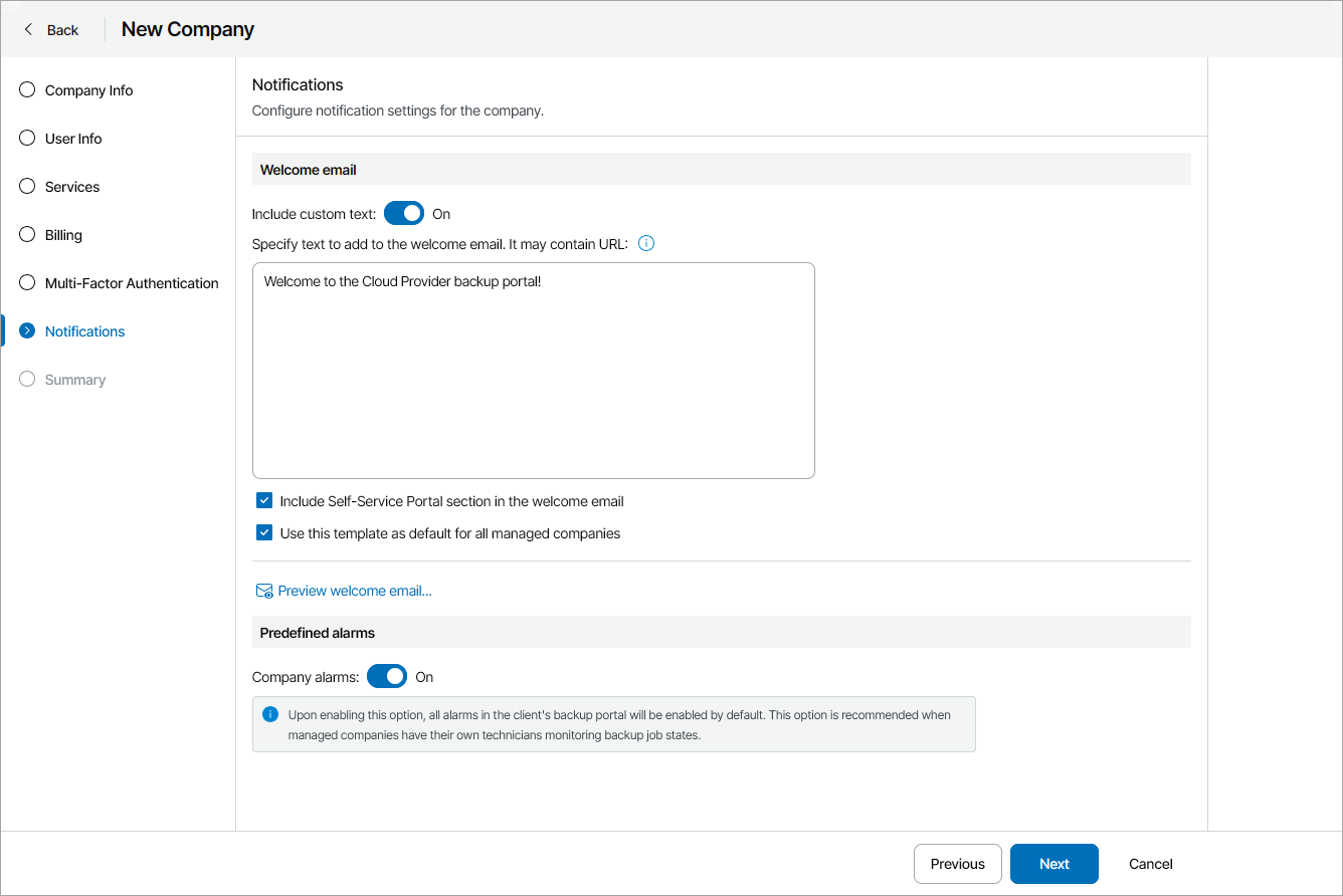 Customize Welcome Email