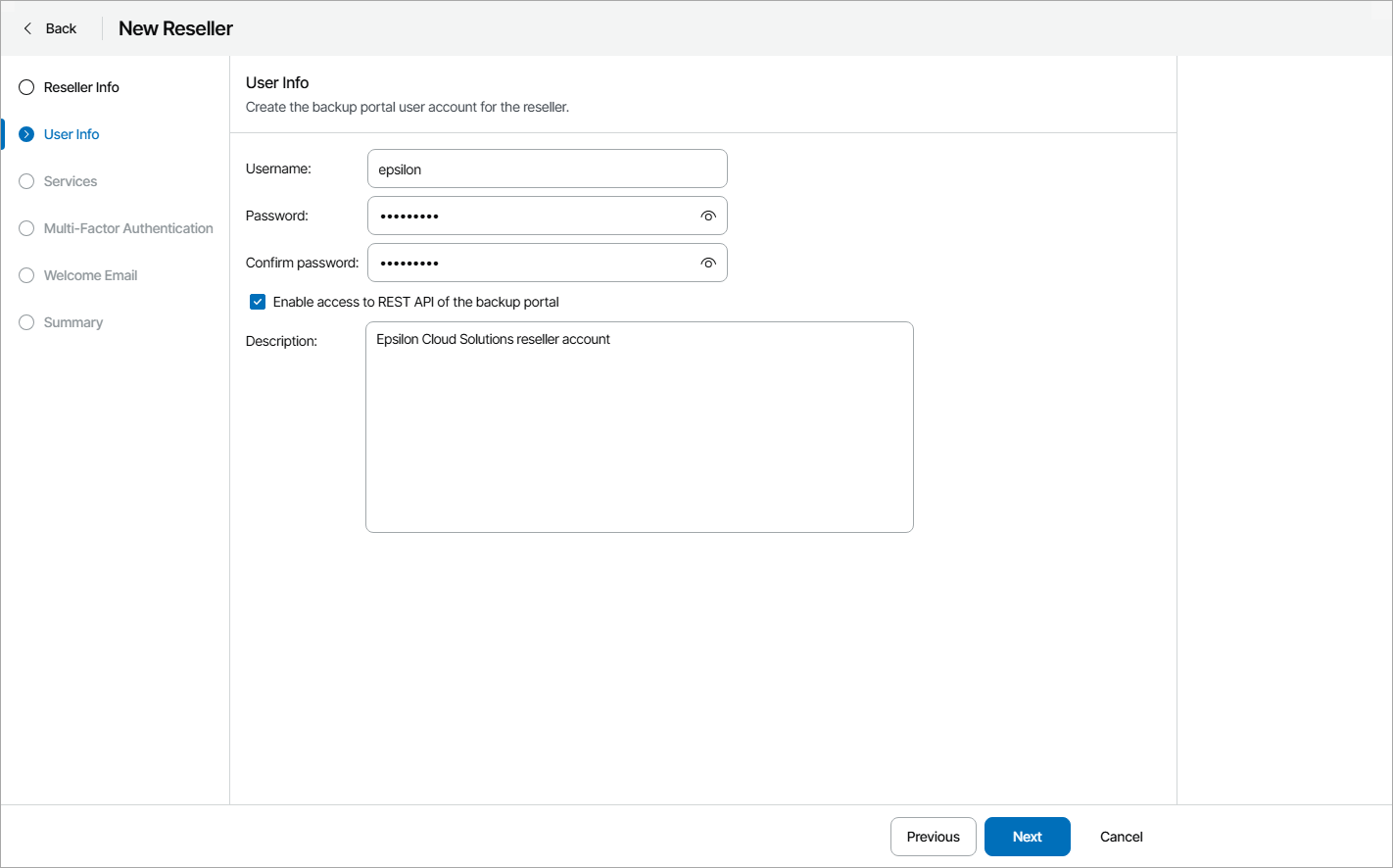 Create Reseller Account