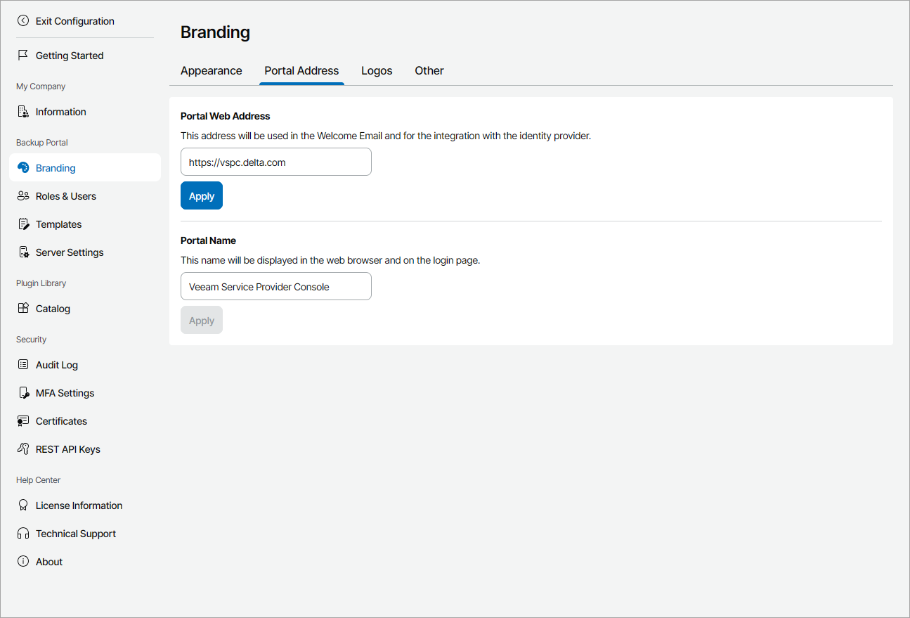 Customize Portal Address