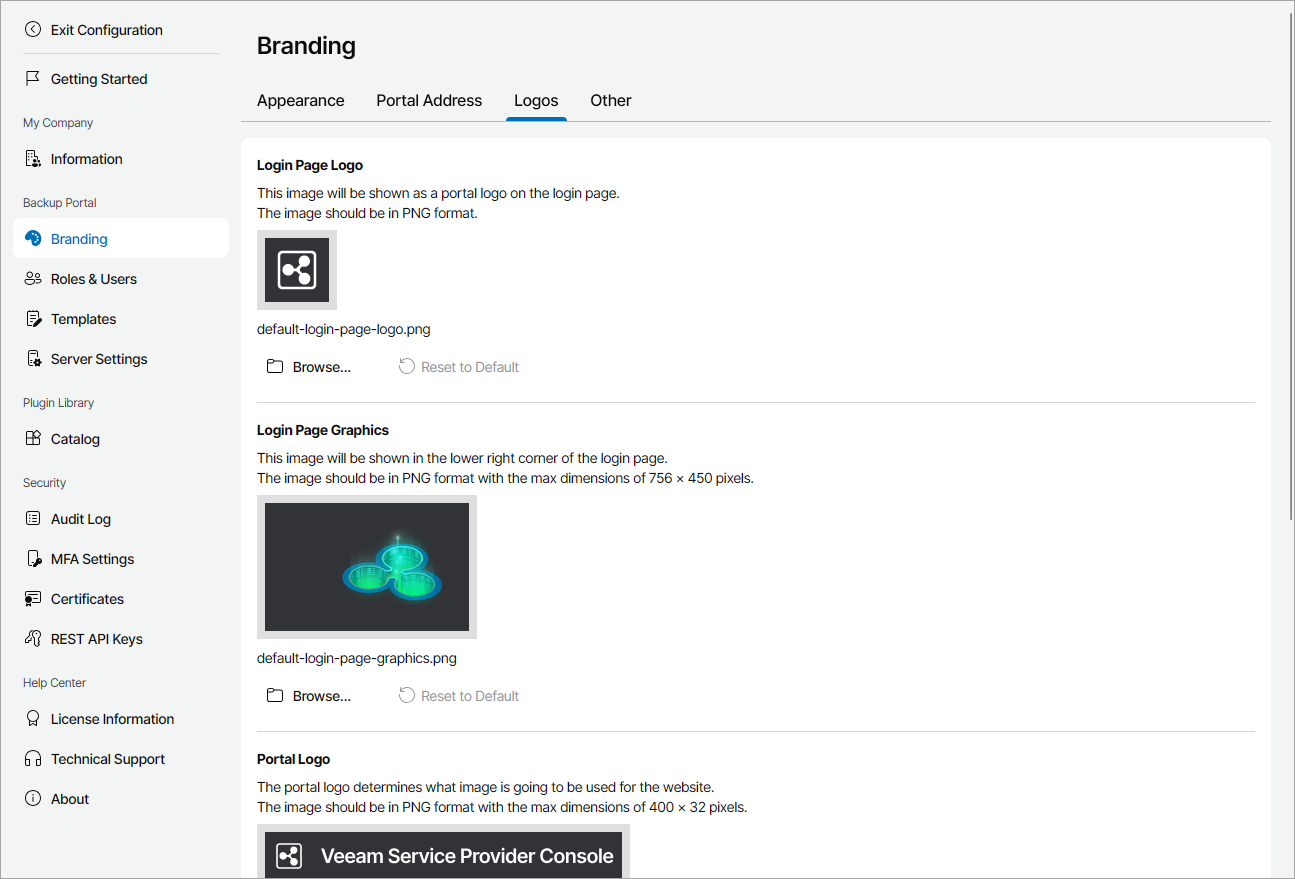 Customize Portal Logos