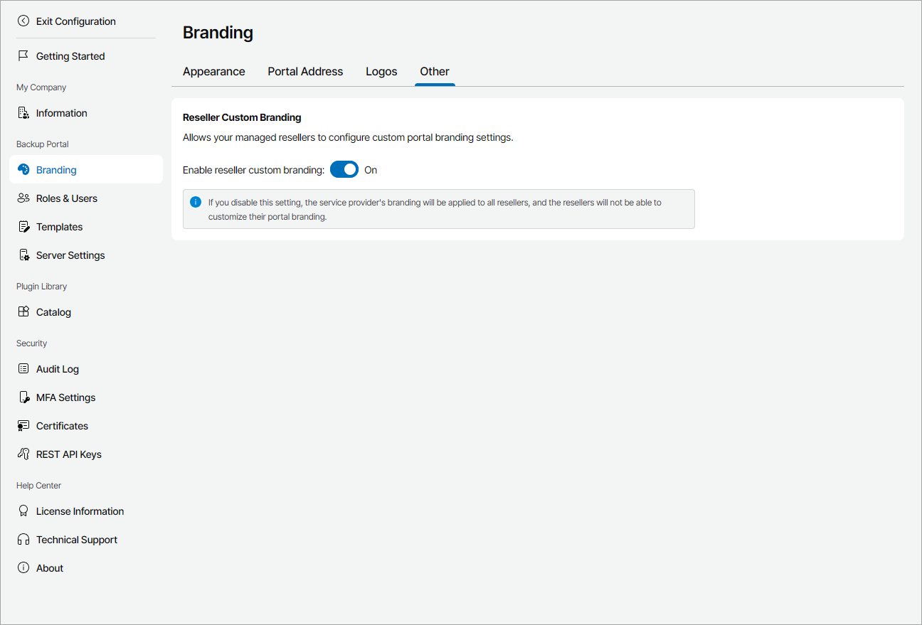 Enable Reseller Custom Branding