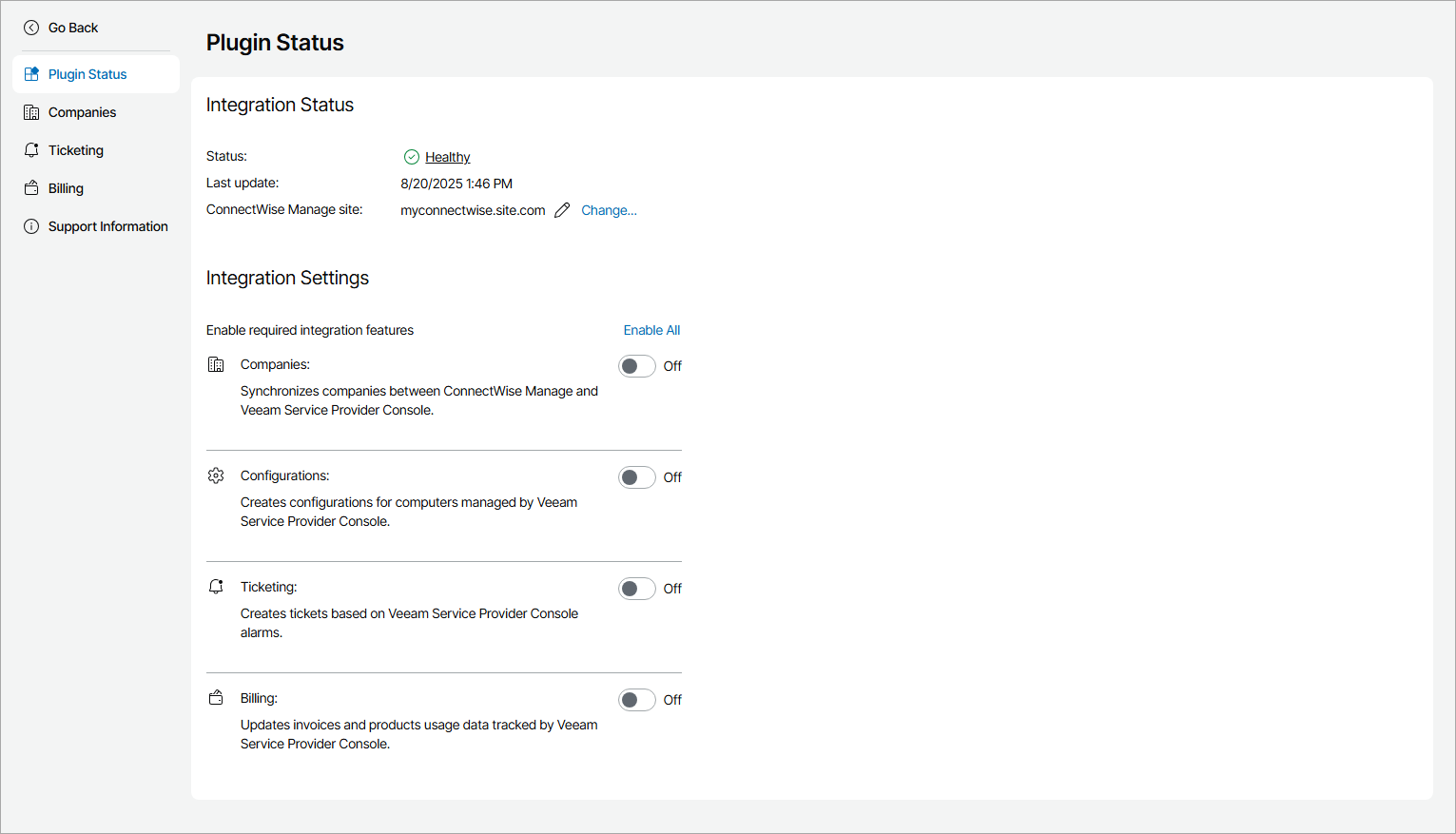Check Integration Status