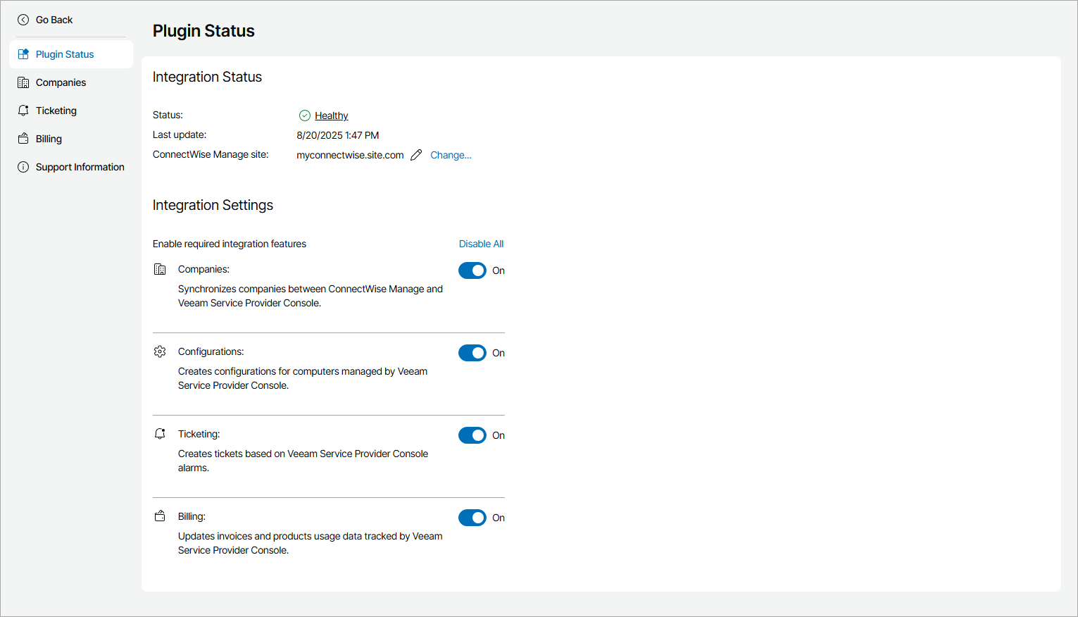 Configure Integration Settings
