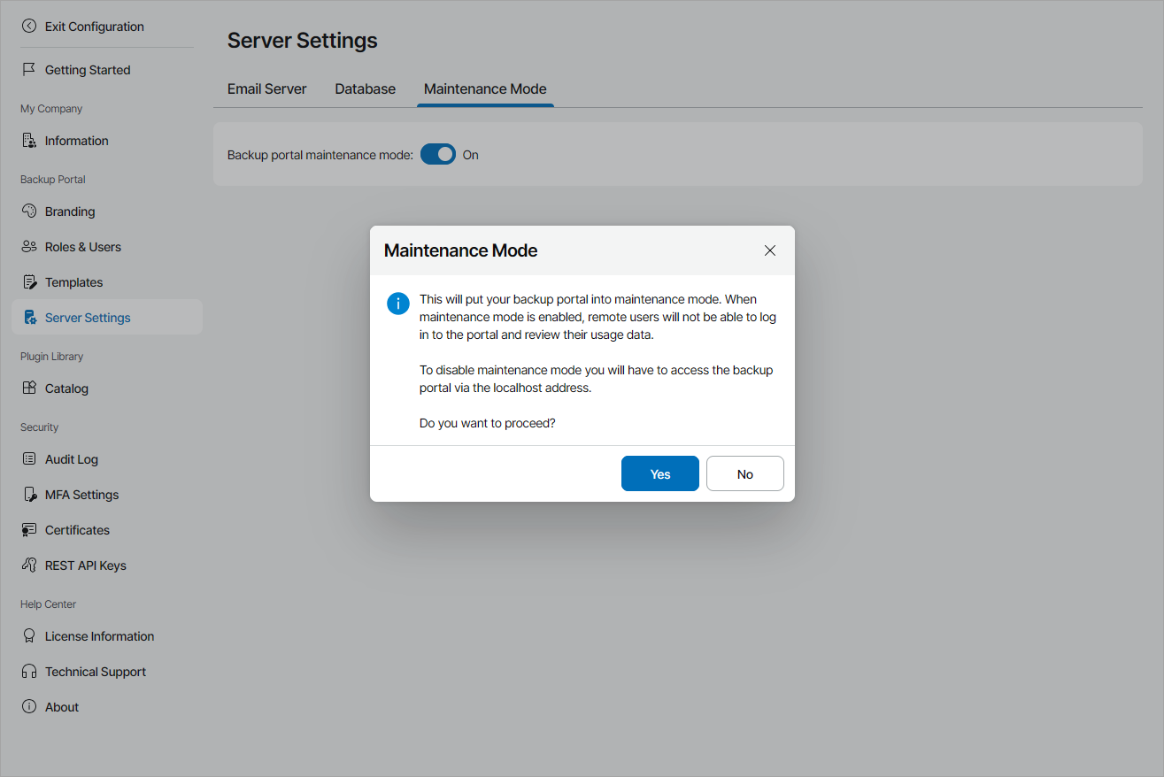 Enable Maintenance Mode