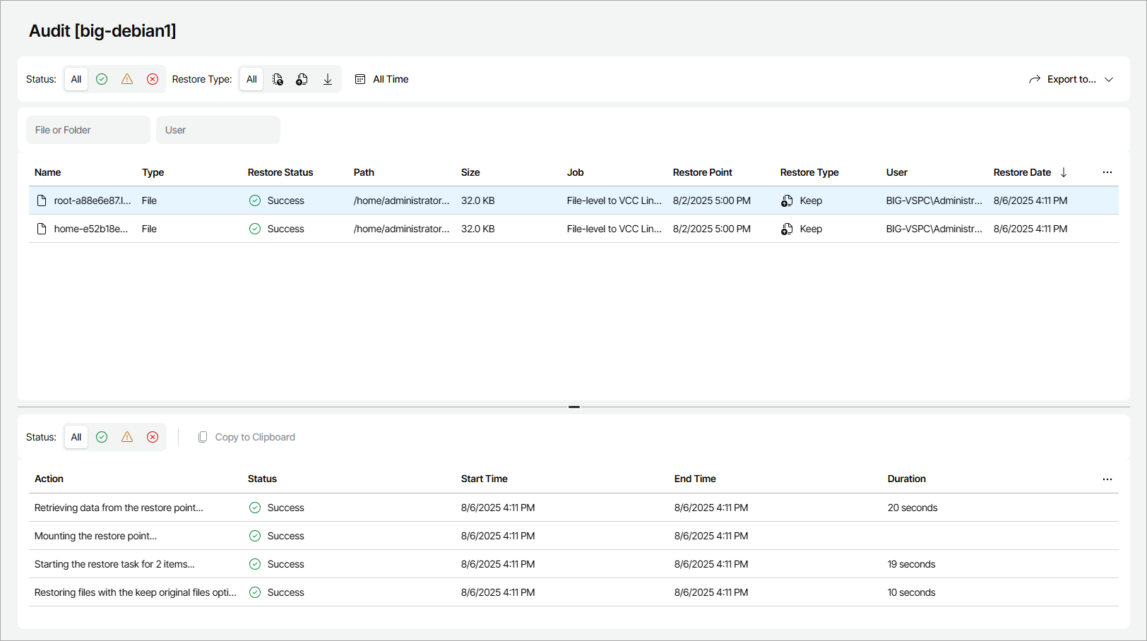 Review Restored Object Details