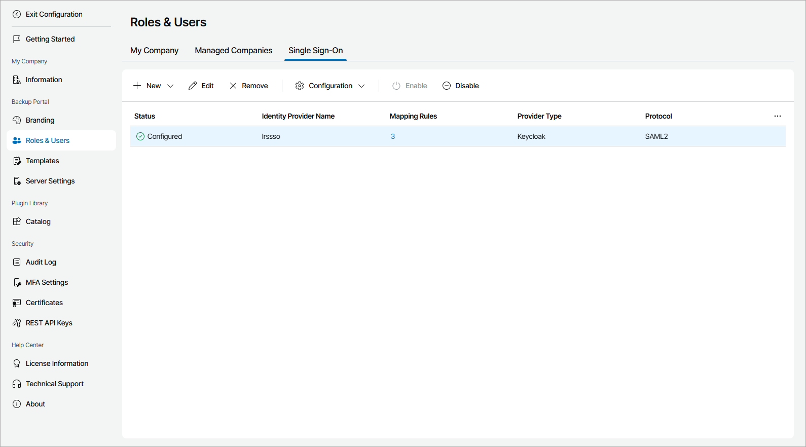Viewing Identity Provider Details