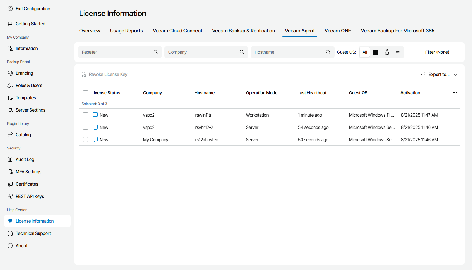 View Agents License Usage Information
