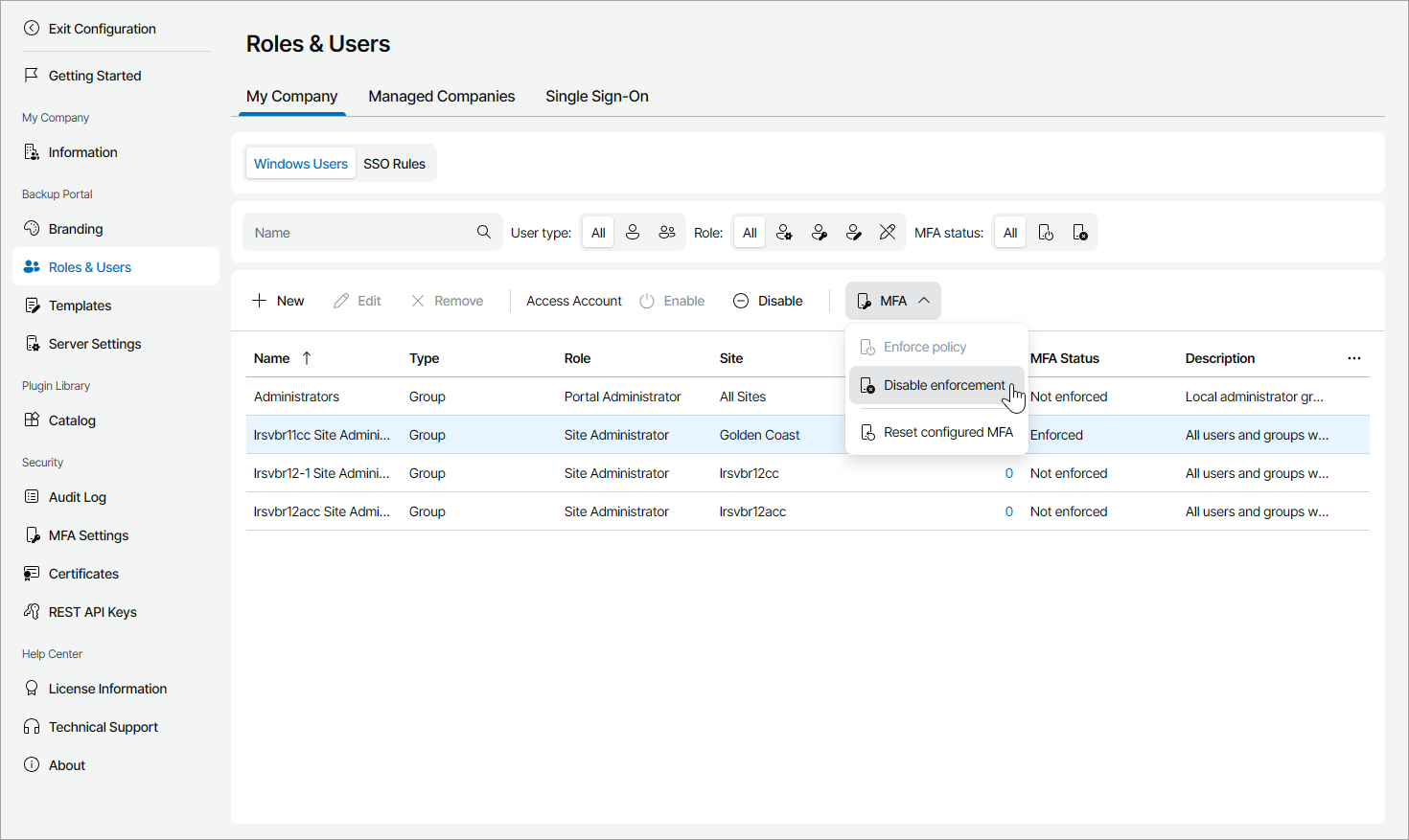 Disable MFA Enforcement