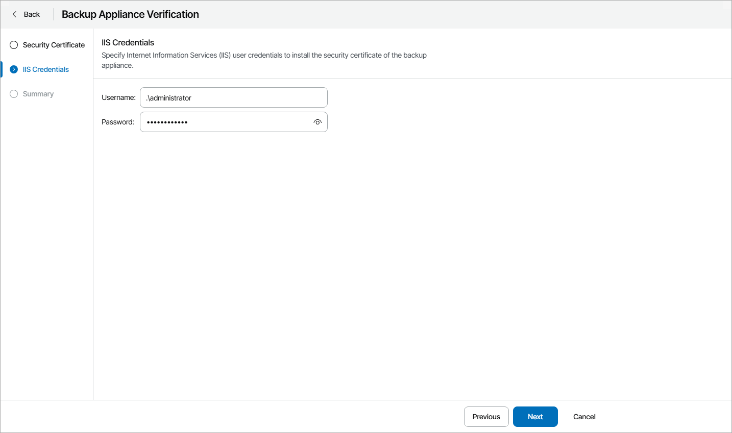 Provide IIS Credentials