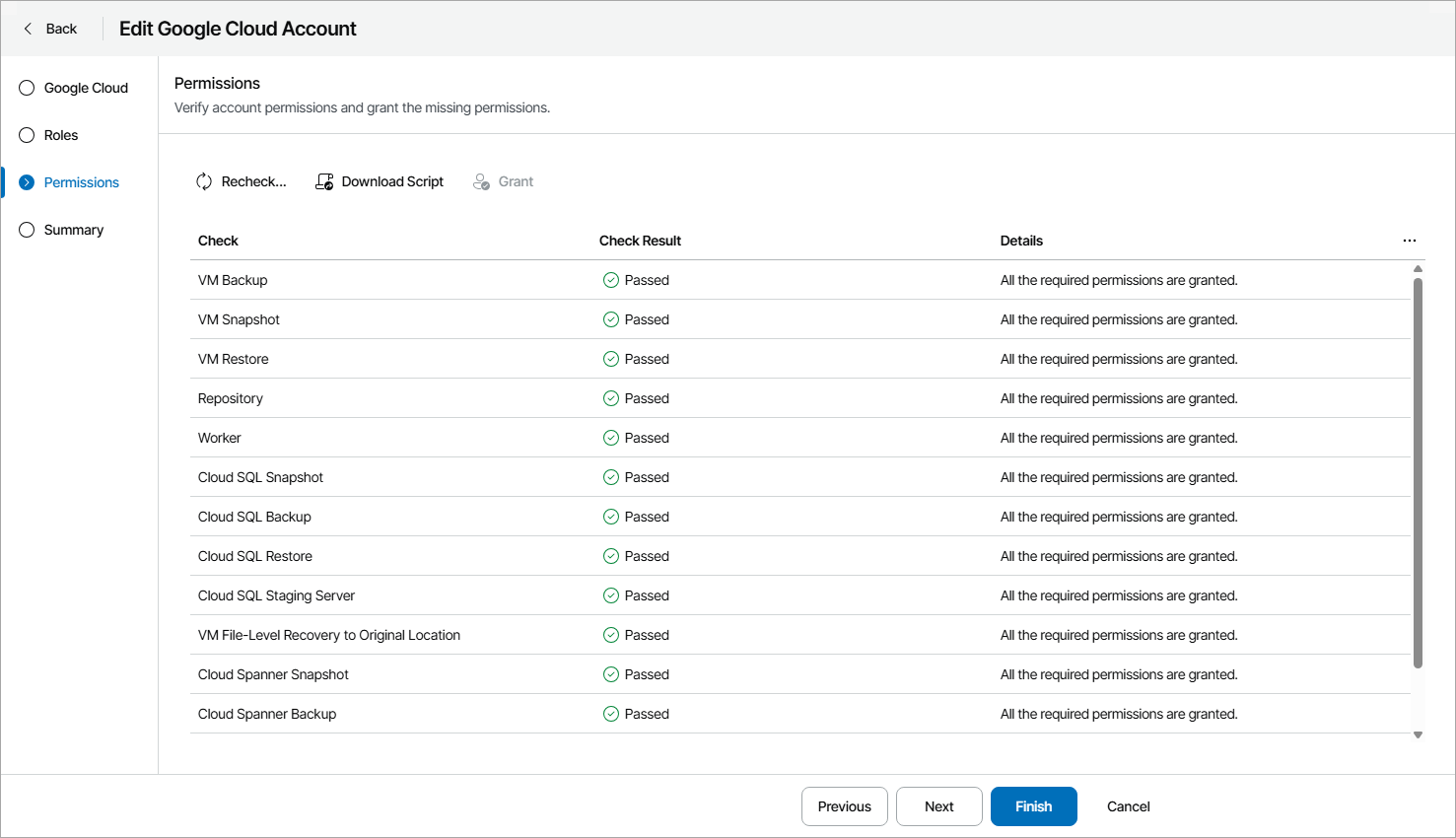 Check Account Permissions