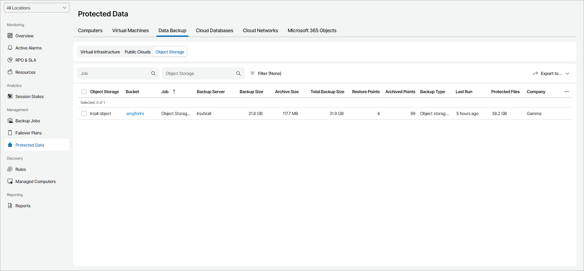 Export Protected File Share Details