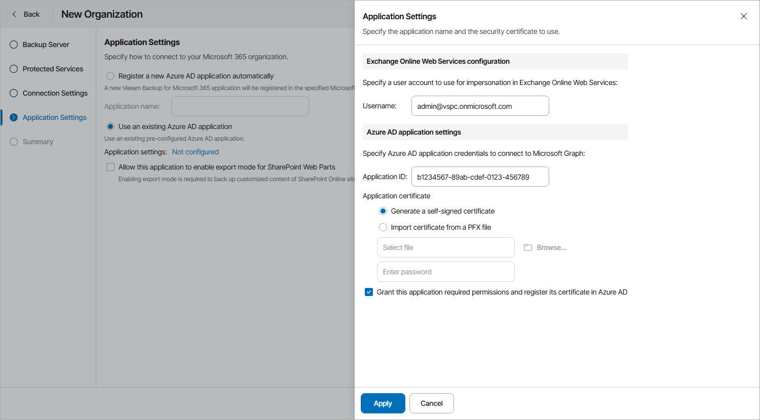 Select Azure AD Application