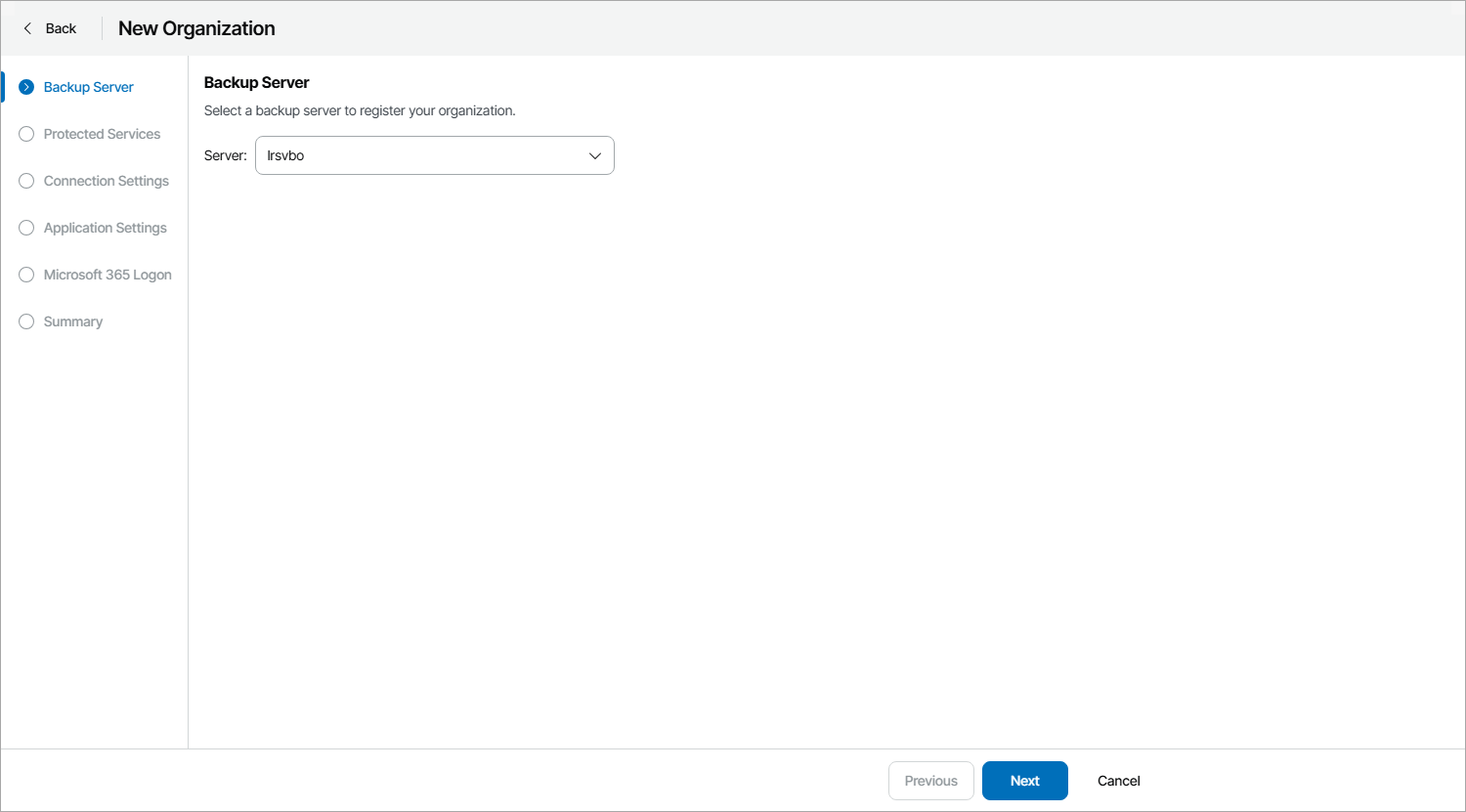 Select Backup Server