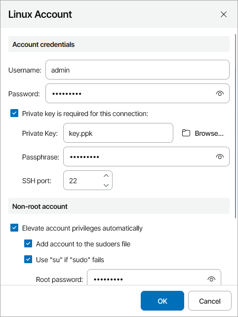 Specify Linux Credentials