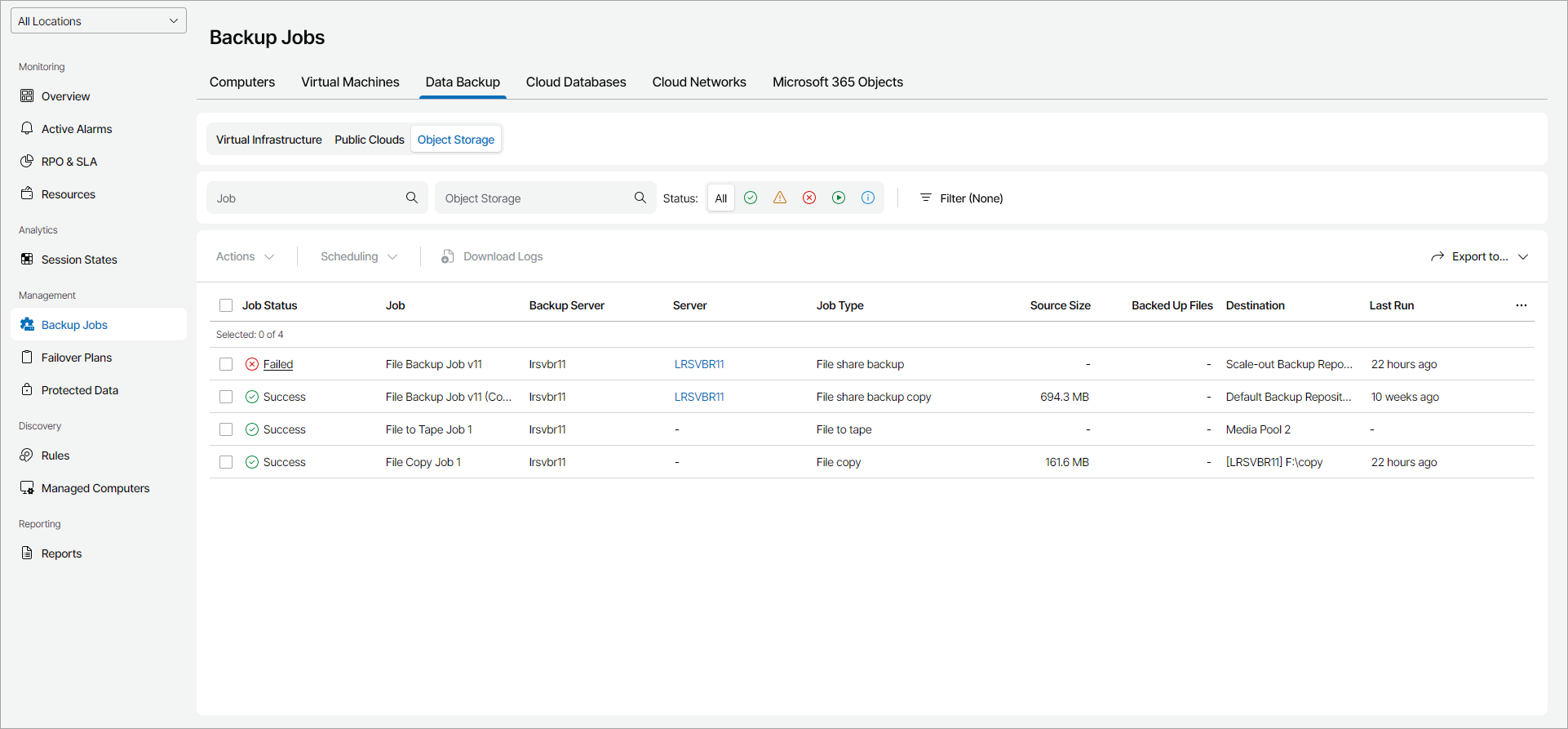 View Object Storage Job Details