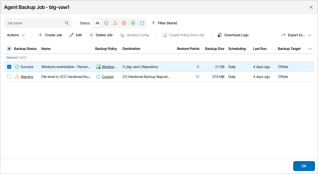 View Backup Job Details